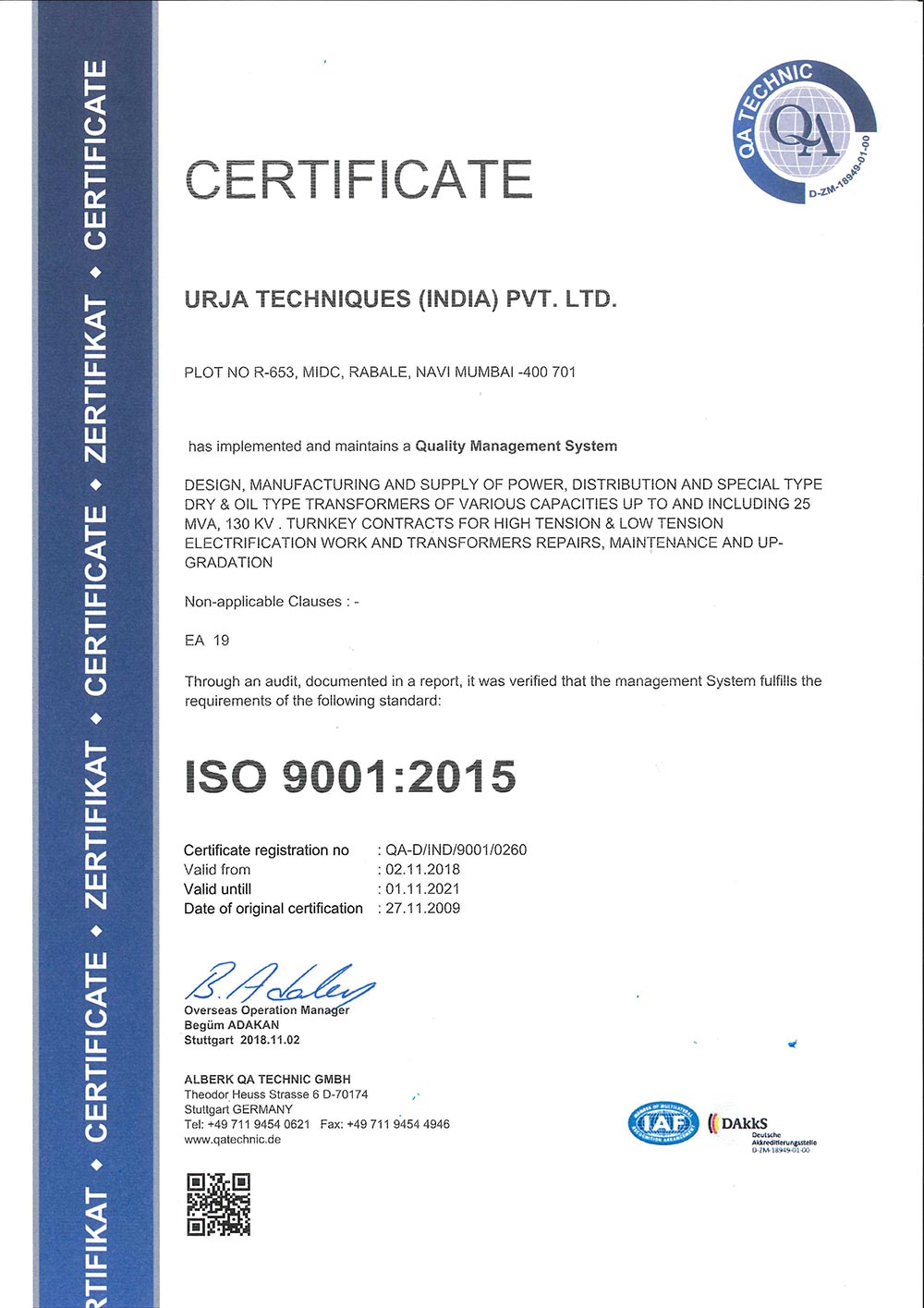 CPRI Type Test Certificate for Power Transformer